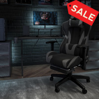 Flash Furniture CH-187230-1-GY-GG X20 Gaming Chair Racing Office Ergonomic Computer PC Adjustable Swivel Chair with Reclining Back in Gray LeatherSoft